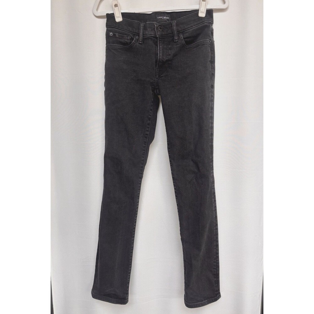 Lucky brand Women’s Black jeans sweet mid rise straight Sz 26 R Stretch Darkwash